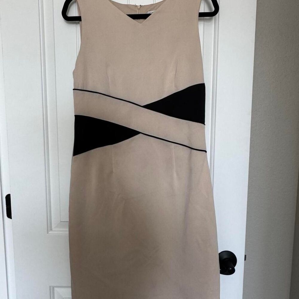 Sandra Darren Color block sheath knee length midi dress Size 10